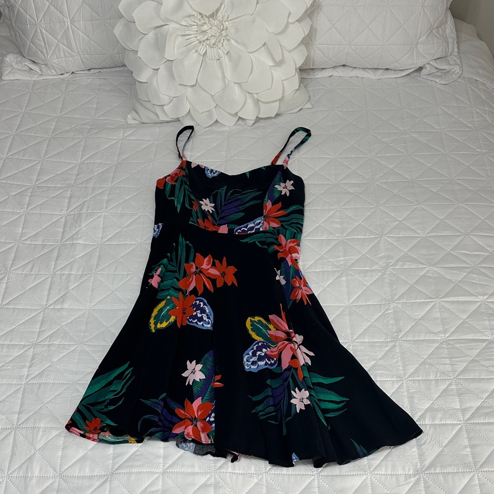Old Navy Floral Print Dress - Black and Multicolor